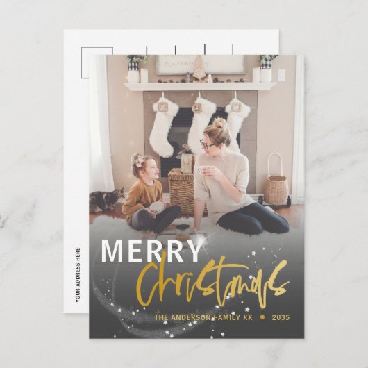 Vrory Kerstster Faux Gold-kerstmis Briefkaart (Voorkant / Achterkant)