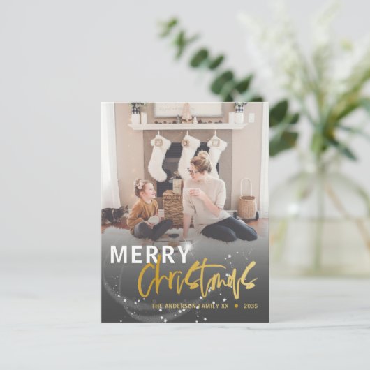 Vrory Kerstster Faux Gold-kerstmis Briefkaart (Staand voorkant)