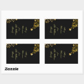 Vrory kerststerren Black Gold Shiny Chic Name Rechthoekige Sticker (Vel)