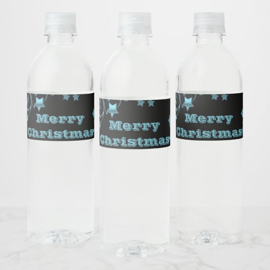 Vrory kerststerren zwart, metaal blauw waterfles etiket (Flessen)