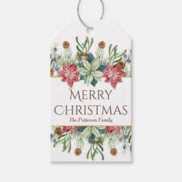 Vrory kerstWaterverf Winter Flowers Name Cadeaulabel