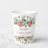 Vrory kerstWaterverf Winter Flowers Name Papieren Bekers (Achterkant)