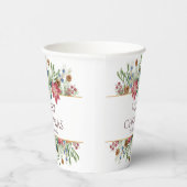 Vrory kerstWaterverf Winter Flowers Name Papieren Bekers (Rechts)