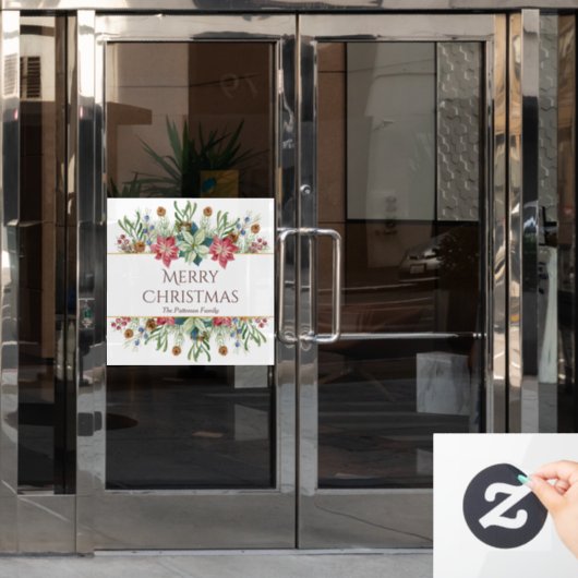 Vrory kerstWaterverf Winter Flowers Name Raamsticker (Kantoordeur)