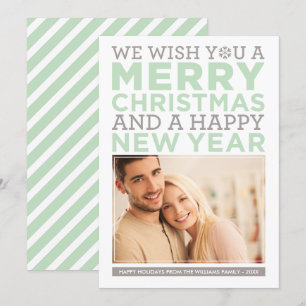 Vrory kerstwens Modern Mint Green Foto Feestdagenkaart