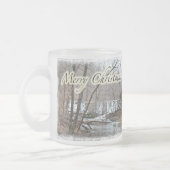 Vrory Kerstwinter Dam van Badman Road Matglas Koffiemok (Links)