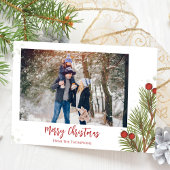 Vrory Kerstwinter Red Holly Berries 1 Foto Feestdagenkaart