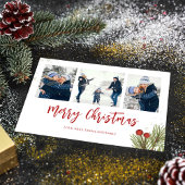 Vrory Kerstwinter Red Holly Berries 4 Foto Feestdagenkaart