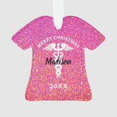 Vrory kerstzurse roze glitter scrub voornaam ornament (achterkant)