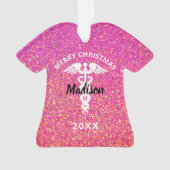 Vrory kerstzurse roze glitter scrub voornaam ornament (voorkant)