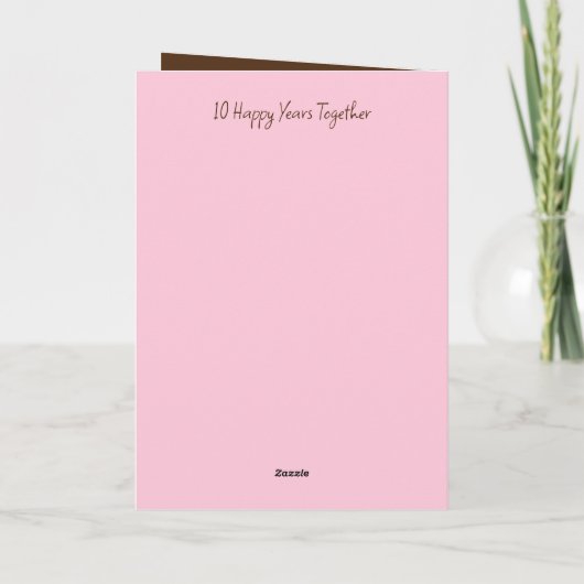 Vrouw 10e Jubileum katten bruin roze Kaart (Achterkant)