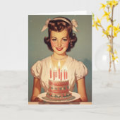 Vrouw 1960s Verjaardag Kaart (Gele Bloem)