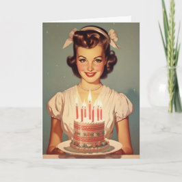 Vrouw 1960s Verjaardag Kaart