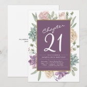 Vrouw 21e verjaardag Floral verrassingspartij Kaart (Voorkant / Achterkant)