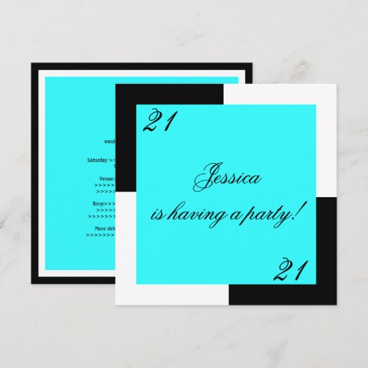 Vrouw 21ste verjaardag Eenvoudige Blauw Kaart (Voorkant / Achterkant)