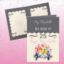 Vrouw 25-jarig jubileum vogels grijs roze