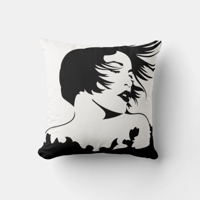 Vrouw 2 Sided Black/White Pillow Kussen (Voorkant)