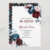 Vrouw 40 Jaar Verjaardagsuitnodiging Kaart (Voorkant / Achterkant)