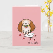 vrouw 40e ruby bruiloft schattige hond kaart (Gele Bloem)