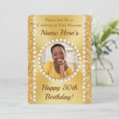 Vrouw 50e Verjaardag Uitnodigingen voor haar, FOTO (Staand voorkant)