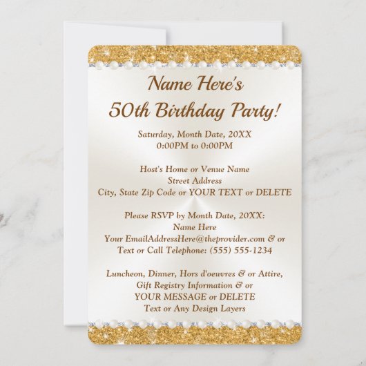 Vrouw 50e Verjaardag Uitnodigingen voor haar, FOTO (Achterkant)