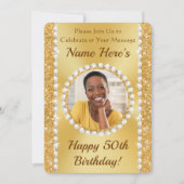 Vrouw 50e Verjaardag Uitnodigingen voor haar, FOTO (Voorkant)