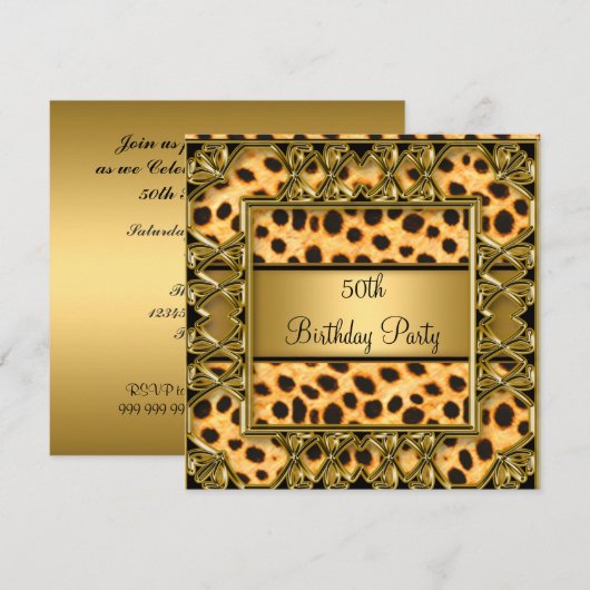 Vrouw 50ste verjaardagsfeest Jaguar uitnodiging (Voorkant / Achterkant)