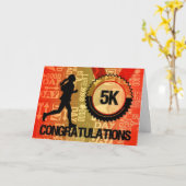 Vrouw 5K Runner Gefeliciteerd Sports Kaart (Gele Bloem)