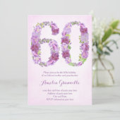 vrouw 60e verjaardag uitnodigingen , lavender nodi (Staand voorkant)