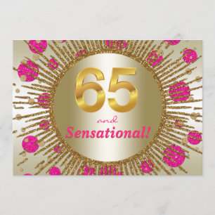 Vrouw 65ste verjaardagsfeest Fuchsia Roze Goud Kaart