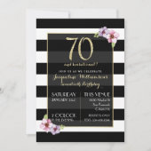 Vrouw 70 & sensationeel | Floral Stripe B&W Kaart (Voorkant)