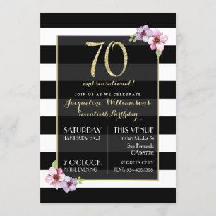 Vrouw 70 & sensationeel   Floral Stripe B&W Kaart