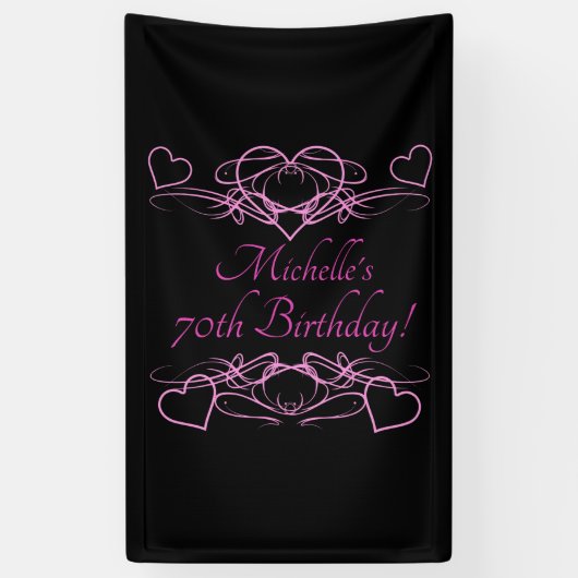 Vrouw 70e verjaardag spandoek (Verticaal)