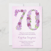 vrouw 70e verjaardag uitnodigingen , lavender nodi (Voorkant)