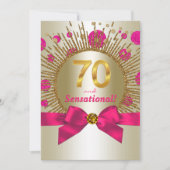 Vrouw 70e verjaardagsfeest Fuchsia Goud Kaart (Voorkant)