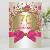 Vrouw 70e verjaardagsfeest Fuchsia Goud Kaart