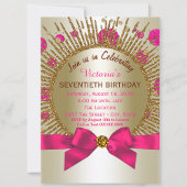 Vrouw 70e verjaardagsfeest Fuchsia Goud Kaart