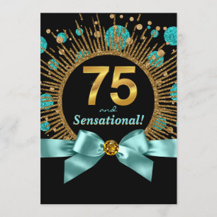 Vrouw 70ste verjaardagsfeest Turkooisblauw en Goud Kaart