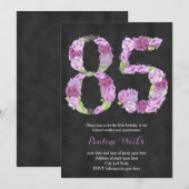 vrouw 85e verjaardag uitnodigingen , lavender nodi (Voorkant / Achterkant)