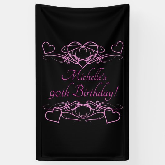 Vrouw 90e verjaardag spandoek (Verticaal)