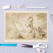 Vrouw aan bed met haar Dog Chalk Painting 1770 Tissuepapier (Craft)