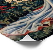 Vrouw aan de eenhoorn in een tuin perfect poster (Hoek)