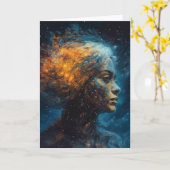 Vrouw aan de hemel kaart (Gele Bloem)