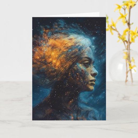 Vrouw aan de hemel kaart (Gele Bloem)