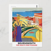Vrouw aan de kust van Bournemouth, Engeland, vinta Briefkaart (Voorkant / Achterkant)
