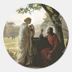 Vrouw aan de Nou, Religieuze Ronde Sticker