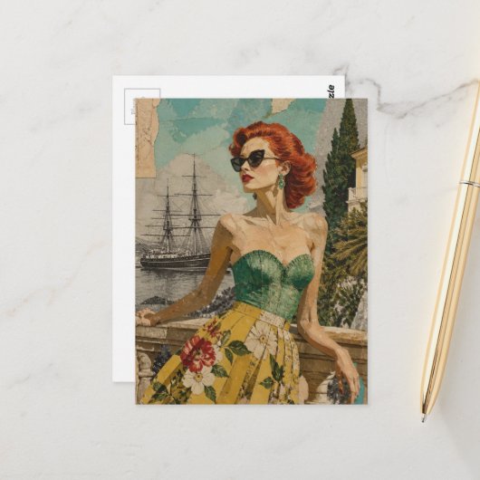 Vrouw aan de Oceaan Briefkaart (Voorkant / Achterkant in situ)