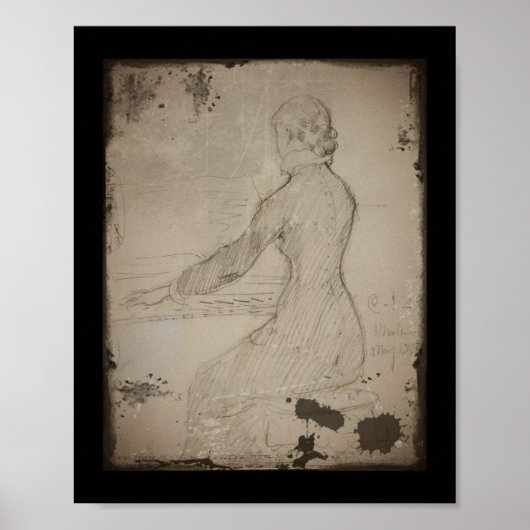 Vrouw aan de Piano (Dam Vid Piano) Poster (Voorkant)