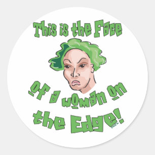 Vrouw aan de rand ronde sticker