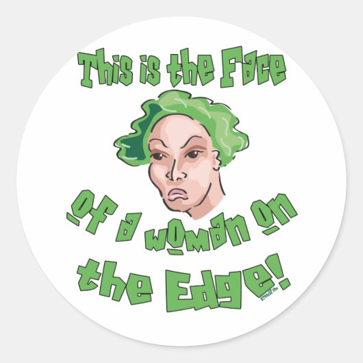 Vrouw aan de rand ronde sticker (Voorkant)